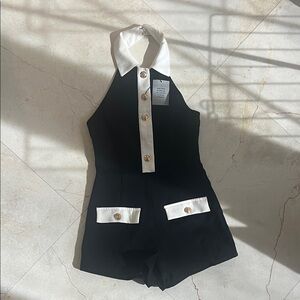 Black and White Halter Jumpsuit